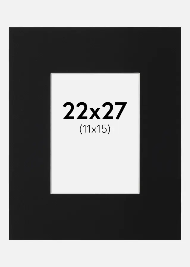 Passepartout Sort Standard (Hvid kerne) 22x27 cm (11x15)