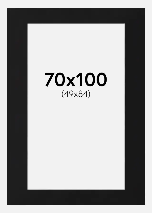 Passepartout Sort Standard (Hvid kerne) 70x100 cm (49x84)