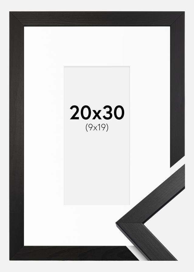 Ramme Stilren Sort 20x30 cm - Passepartout Hvid 10x20 cm