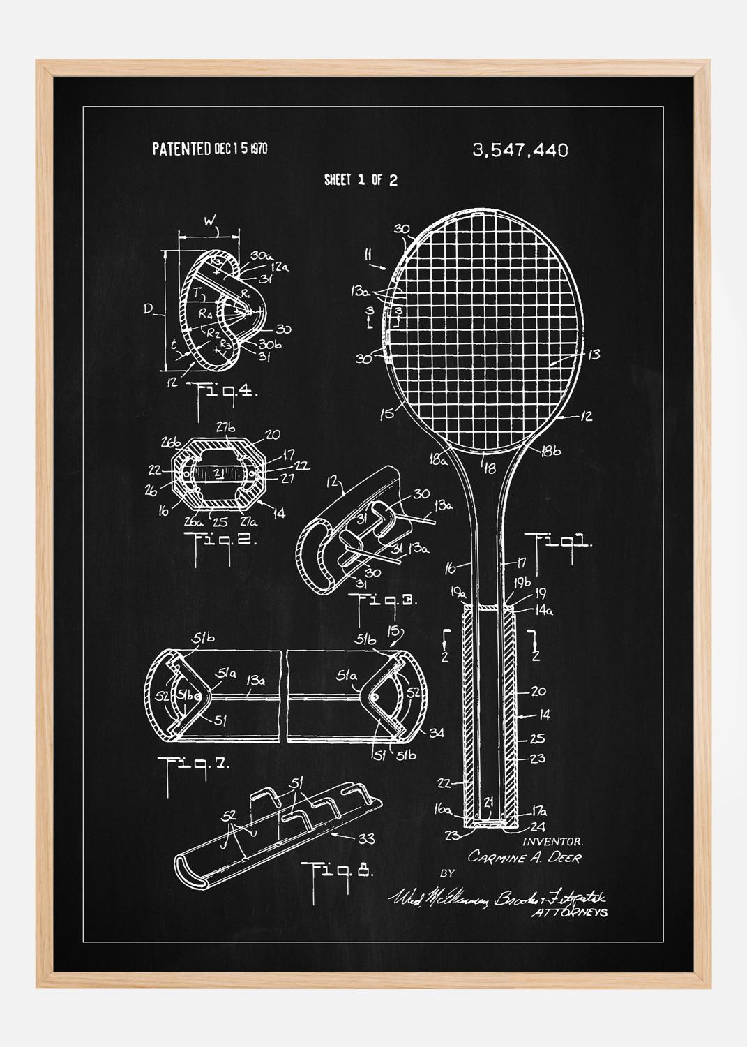 Product Image for Patent Print - Tennis Racket - Black Plakat (70x100 cm)