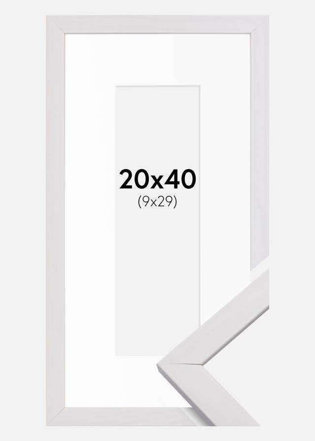 Ramme Stilren Hvid 20x40 cm - Passepartout Hvid 10x30 cm