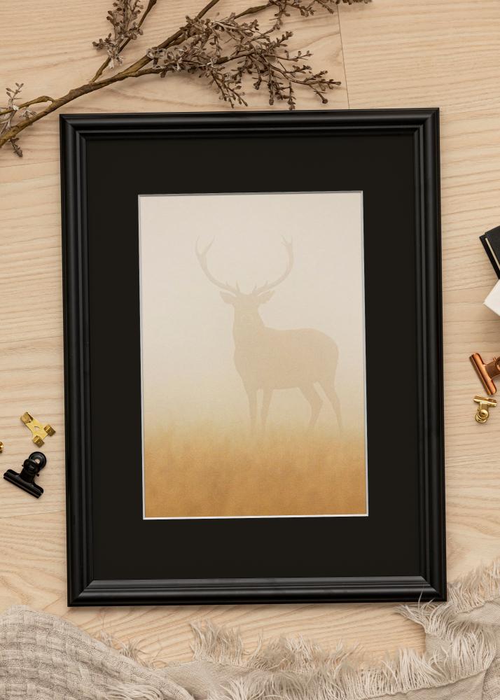 Ramme Siljan Sort 70x90 cm - Passepartout Sort 60x80 cm