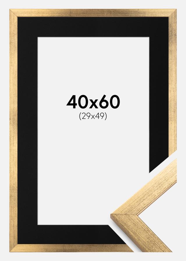 Ramme Stilren Guld 40x60 cm - Passepartout Sort 30x50 cm
