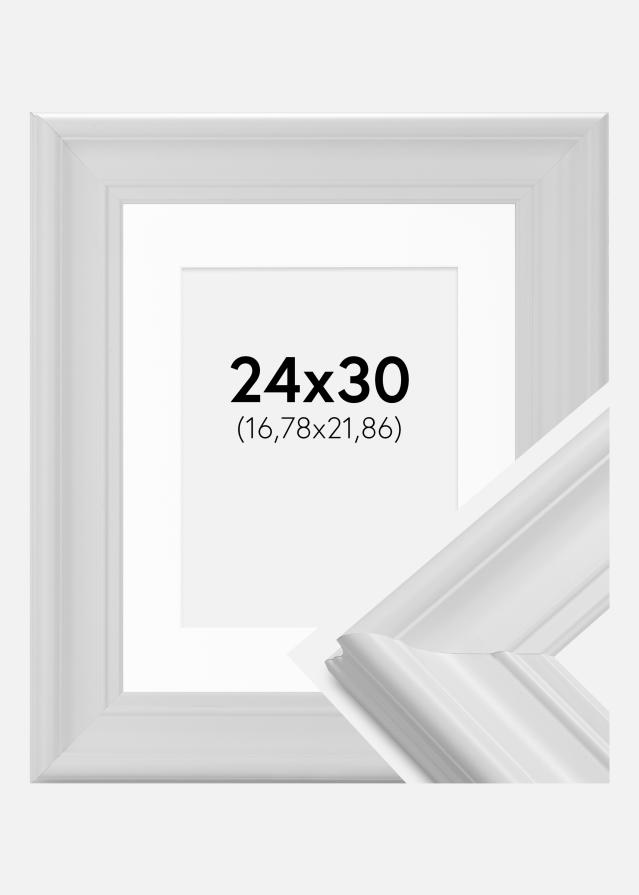 Ramme Mora Premium Hvid 24x30 cm - Passepartout Hvid 7x9 inches