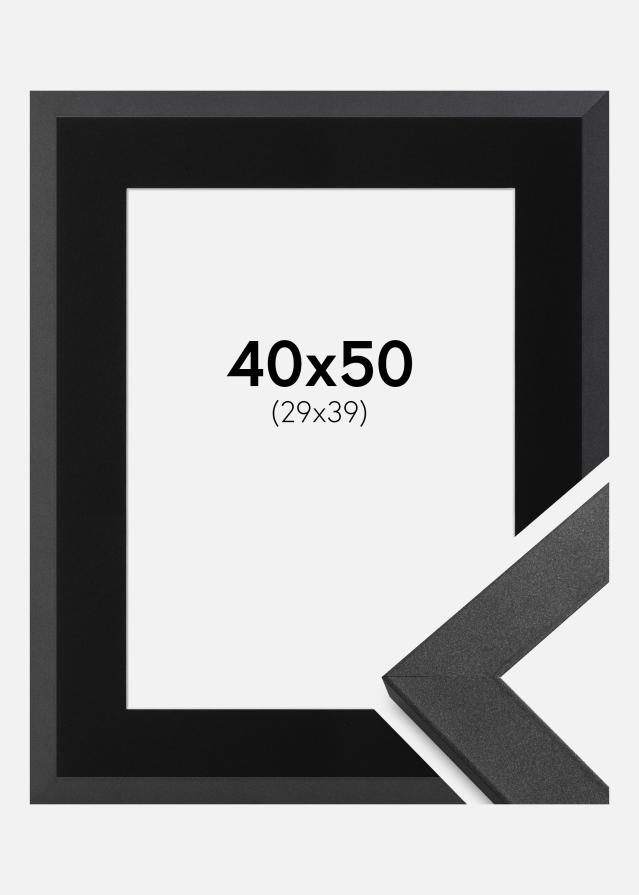 Ramme Graphite Wood 40x50 cm - Passepartout Sort 30x40 cm