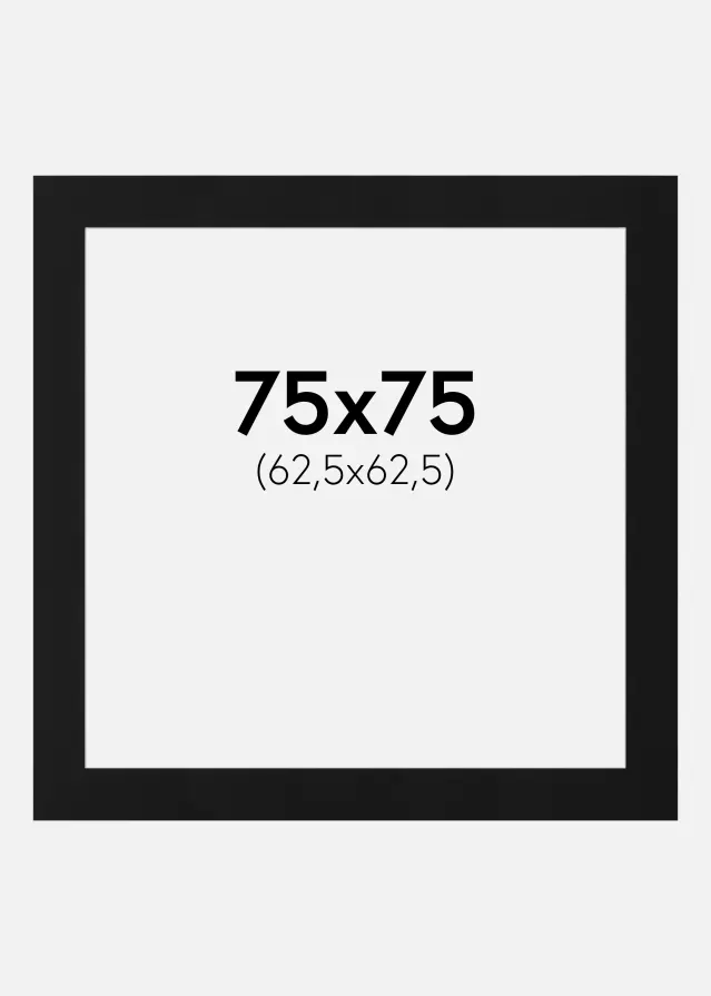 Passepartout Sort Standard (Hvid kerne) 75x75 cm (62,5x62,5)