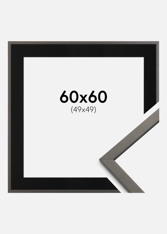 Ramme Edsbyn Grafit 60x60 cm - Passepartout Sort 50x50 cm