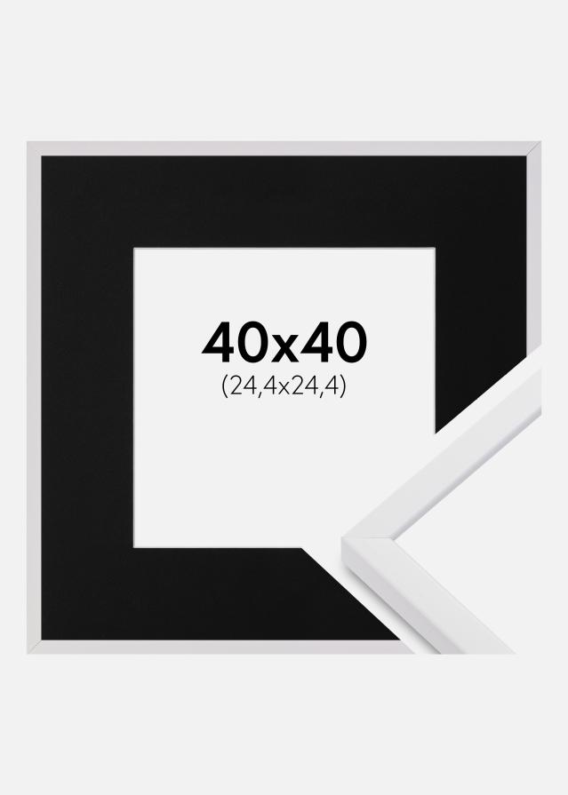 Ramme E-Line Hvid 40x40 cm - Passepartout Sort 10x10 inches
