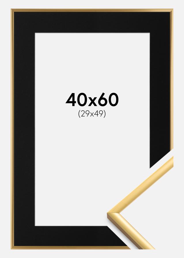 Ramme New Lifestyle Shiny Gold 40x60 cm - Passepartout Sort 30x50 cm