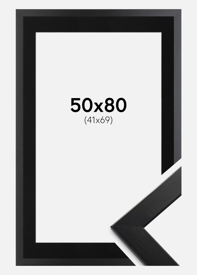 Ramme Trendline Sort 50x80 cm - Passepartout Sort 42x70 cm