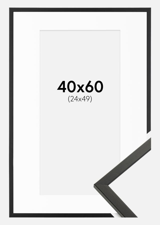 Ramme Galant Sort 40x60 cm - Passepartout Hvid 25x50 cm