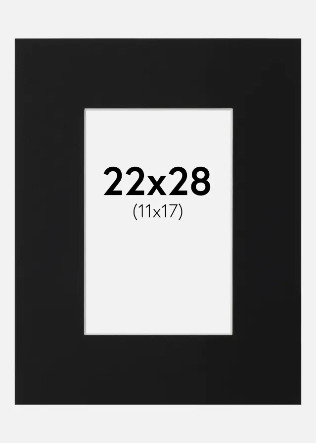 Passepartout Sort Standard (Hvid kerne) 22x28 cm (11x17)