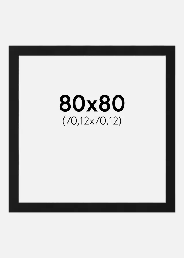Passepartout Sort Standard (Hvid kerne) 80x80 cm (70,12x70,12)