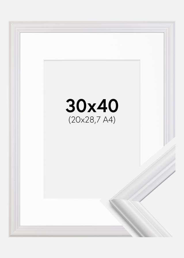 Ramme Siljan Hvid 30x40 cm - Passepartout Hvid 21x29,7 cm (A4)