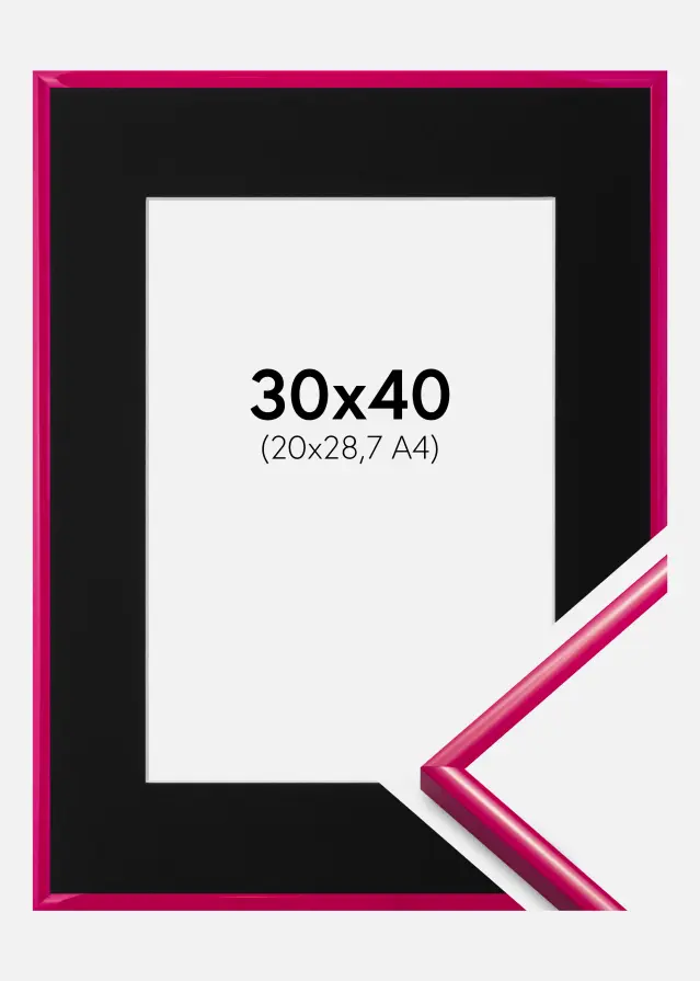 Ramme New Lifestyle Mørk Rosa 30x40 cm - Passepartout Sort 21x29,7 cm (A4)