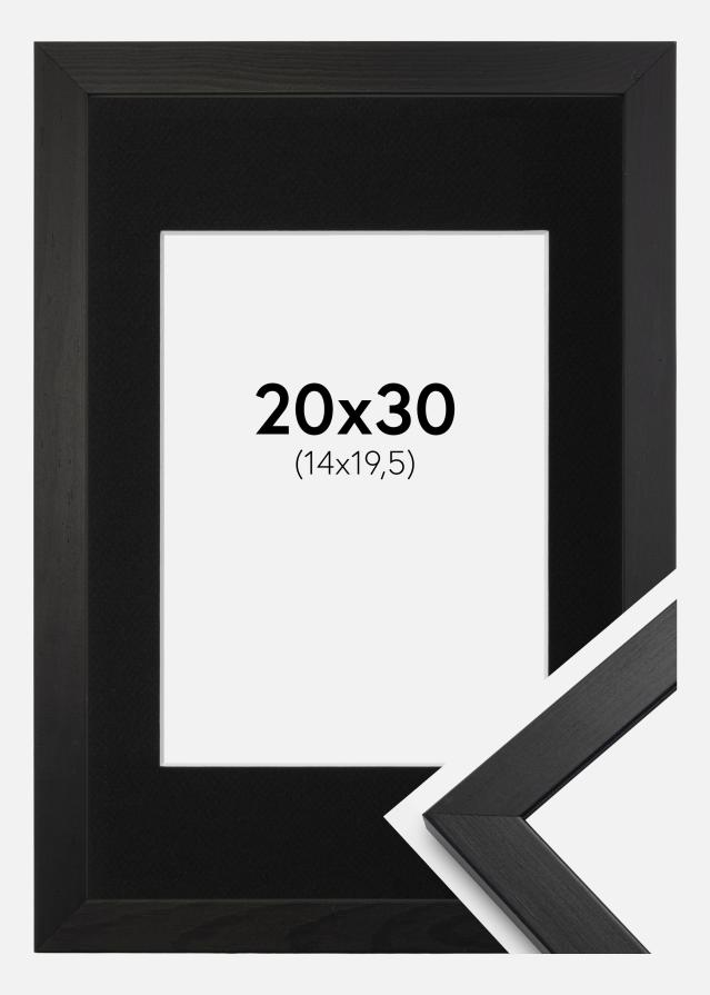 Ramme Stilren Sort 20x30 cm - Passepartout Sort 15x21 cm