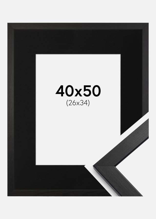 Ramme Stilren Sort 40x50 cm - Passepartout Sort 27x35 cm