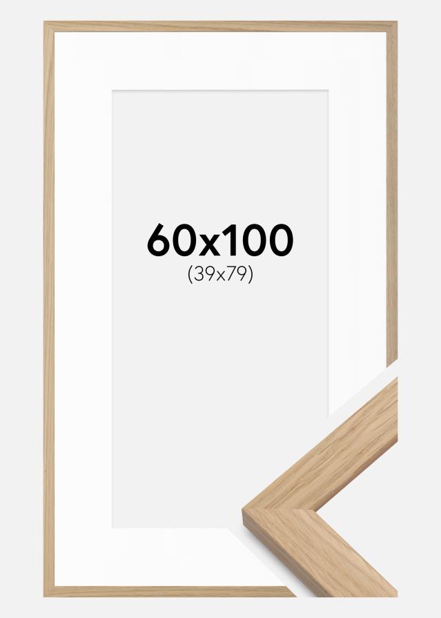 Ramme Oak Wood 60x100 cm - Passepartout Hvid 40x80 cm