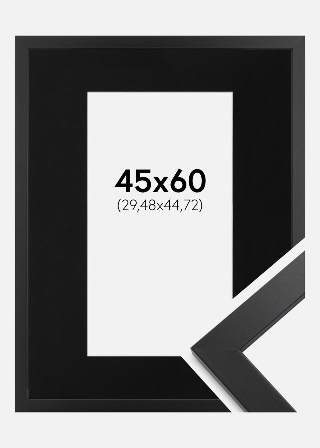 Ramme Black Wood 45x60 cm - Passepartout Sort 12x18 inches
