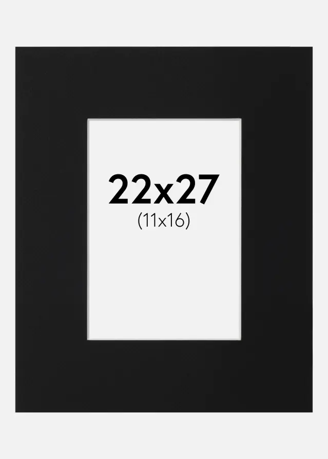 Passepartout Sort Standard (Hvid kerne) 22x27 cm (11x16)