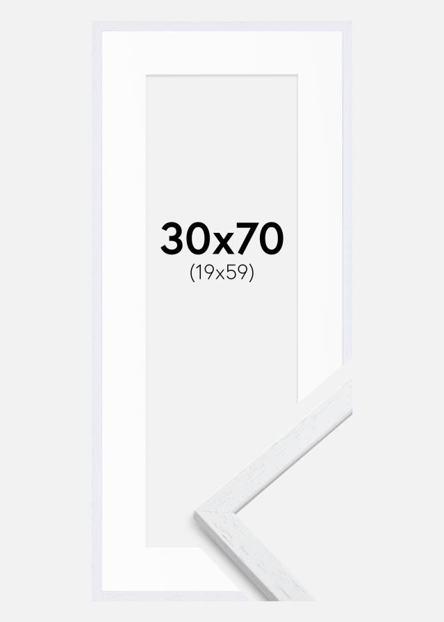 Ramme Edsbyn Warm White 30x70 cm - Passepartout Hvid 20x60 cm
