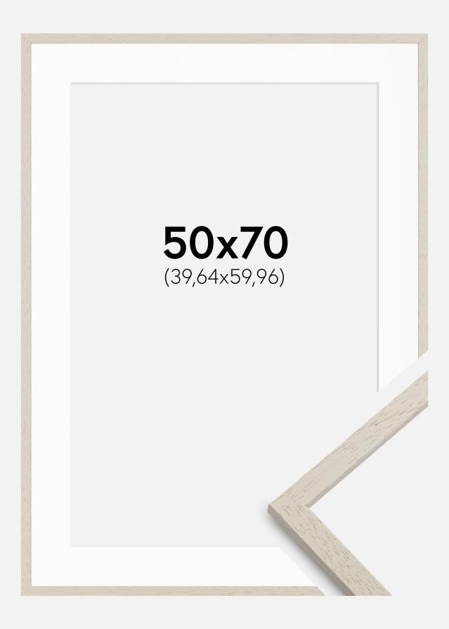 Ramme Edsbyn Sand 50x70 cm - Passepartout Hvid 16x24 inches