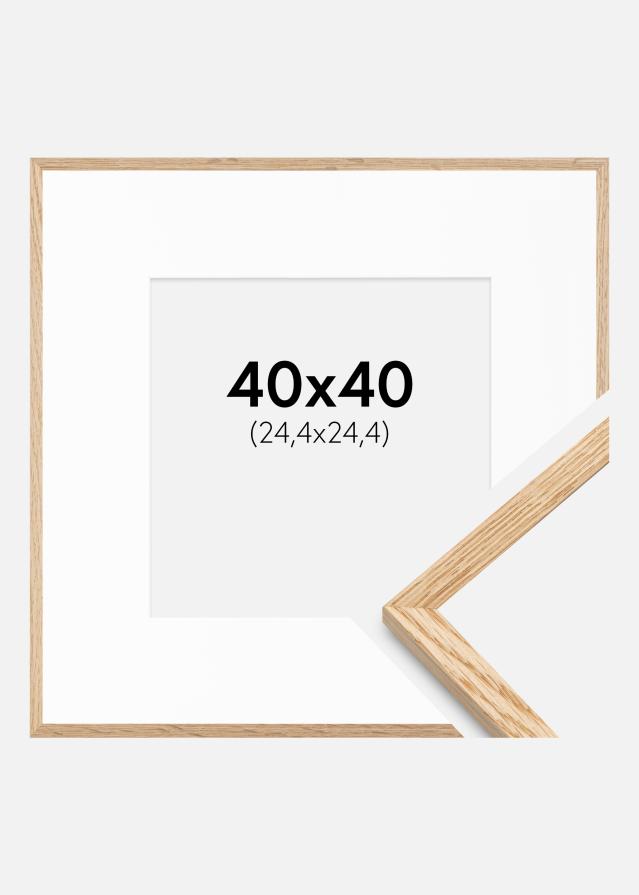 Ramme Tynd Eg 40x40 cm - Passepartout Hvid 10x10 inches