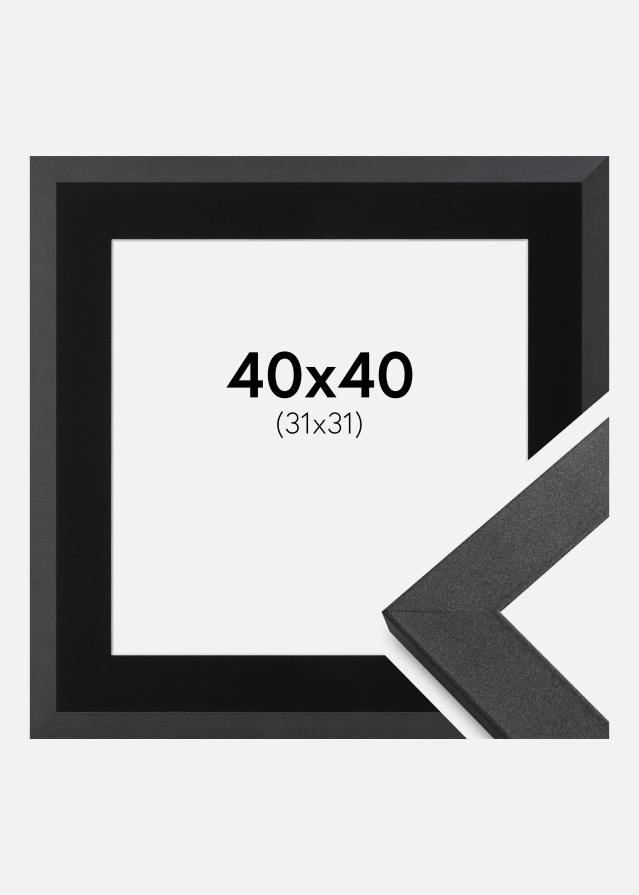 Ramme Graphite Wood 40x40 cm - Passepartout Sort 32x32 cm