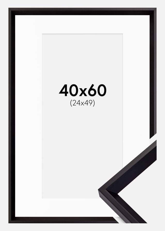 Ramme Globe Sort 40x60 cm - Passepartout Hvid 25x50 cm