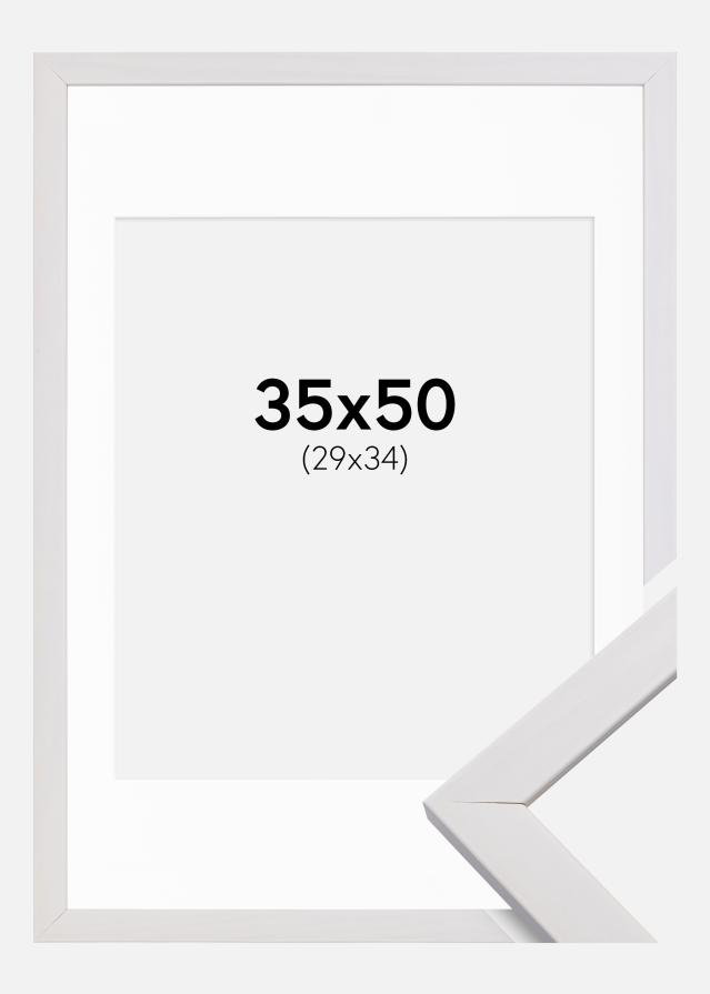 Ramme Stilren Hvid 35x50 cm - Passepartout Hvid 30x35 cm