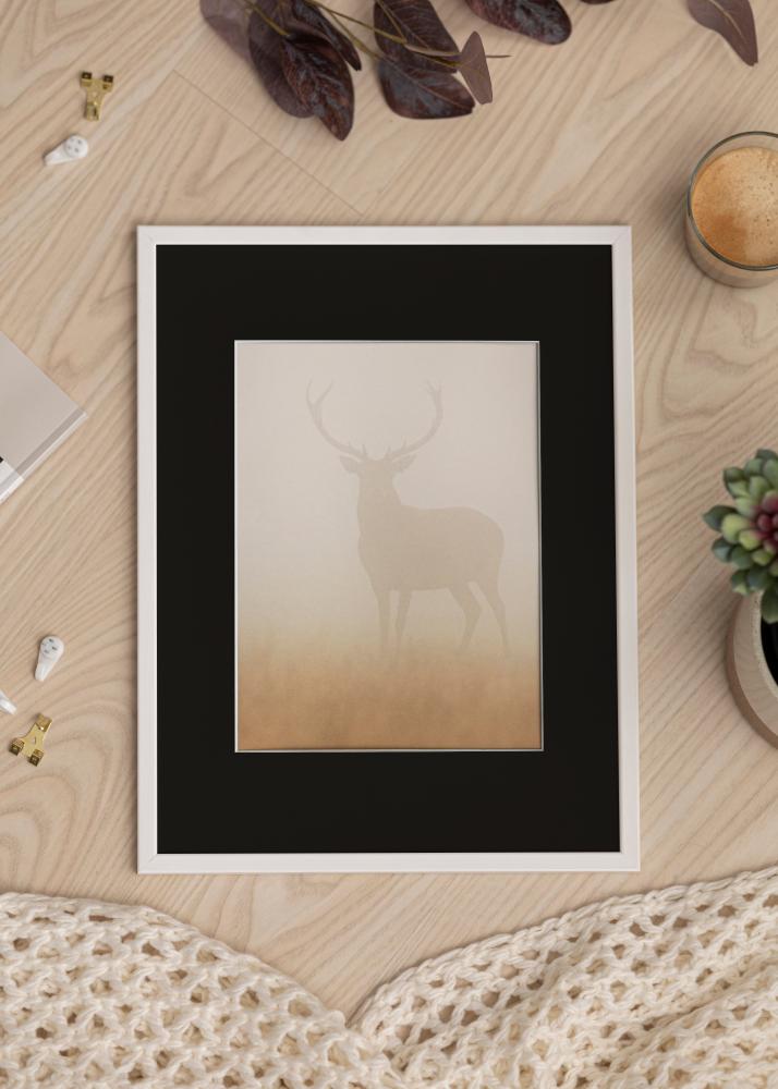 Ramme Galant Hvid 30x40 cm - Passepartout Sort 18x27 cm