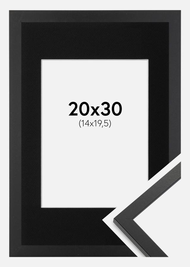Ramme Trendy Sort 20x30 cm - Passepartout Sort 15x21 cm (A5)