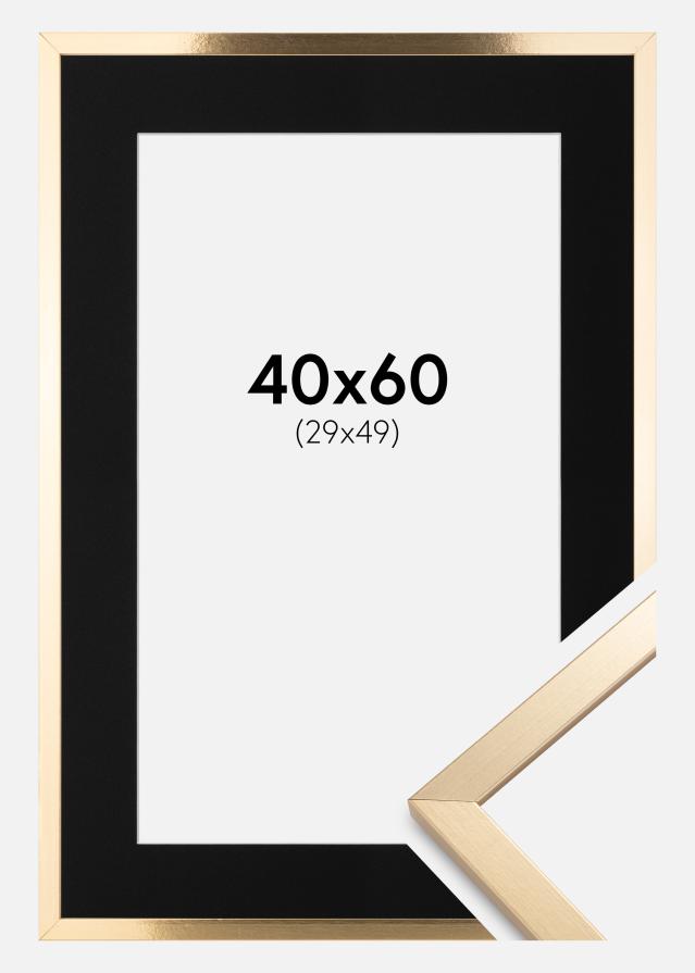 Ramme Trendy Guld 40x60 cm - Passepartout Sort 30x50 cm