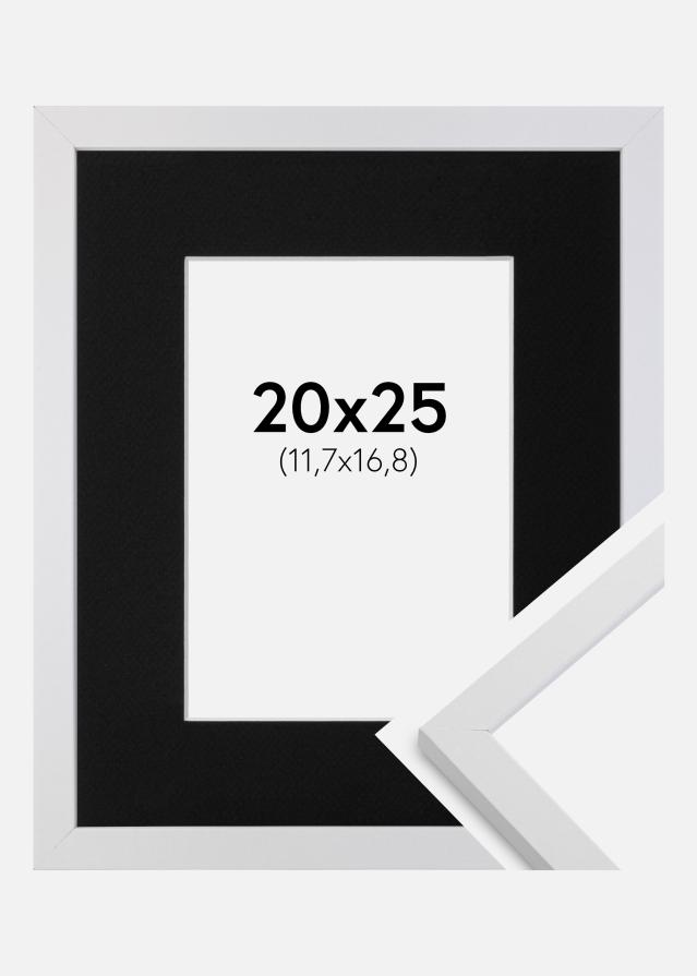 Ramme Trendy Hvid 20x25 cm - Passepartout Sort 5x7 inches