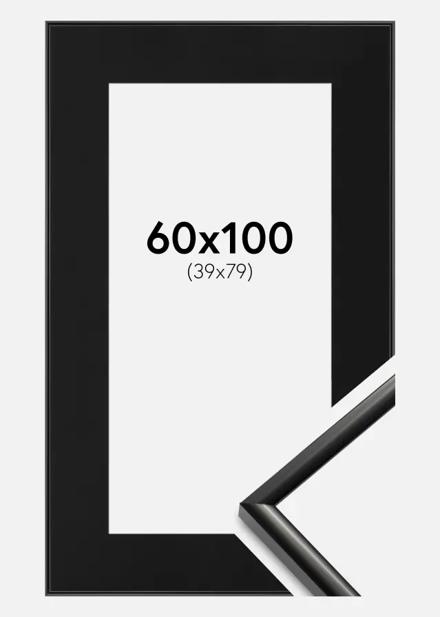 Ramme New Lifestyle Sort 60x100 cm - Passepartout Sort 40x80 cm
