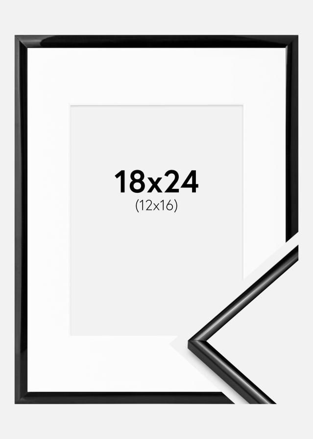 Ramme Scandi Sort 18x24 cm - Passepartout Hvid 13x17 cm
