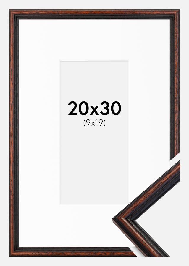 Ramme Horndal Valnød 20x30 cm - Passepartout Hvid 10x20 cm