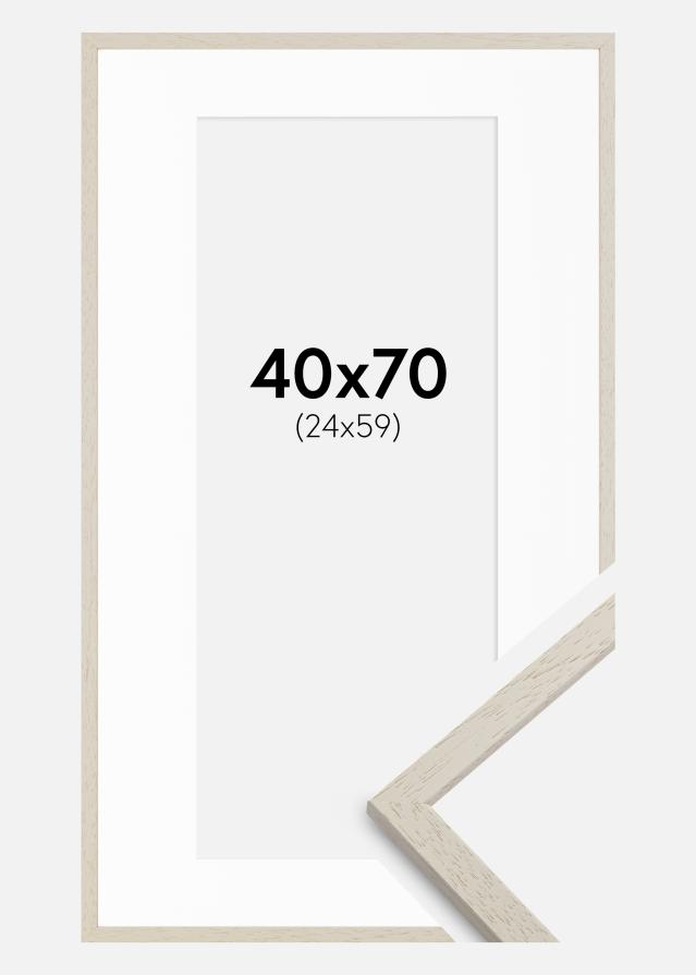 Ramme Edsbyn Sand 40x70 cm - Passepartout Hvid 25x60 cm