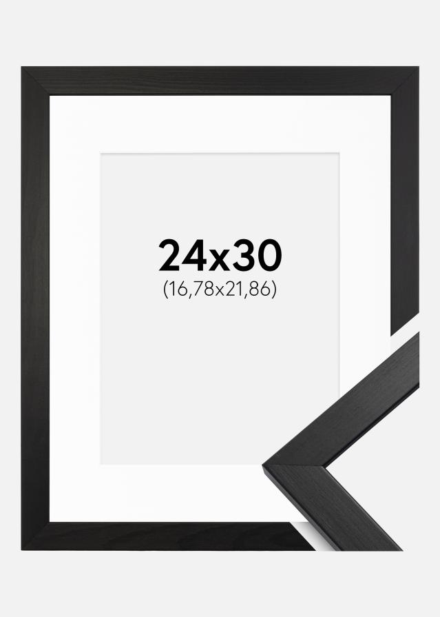 Ramme Stilren Sort 24x30 cm - Passepartout Hvid 7x9 inches