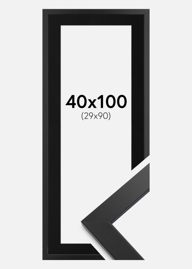 Ramme Black Wood 40x100 cm - Passepartout Sort 30x91 cm
