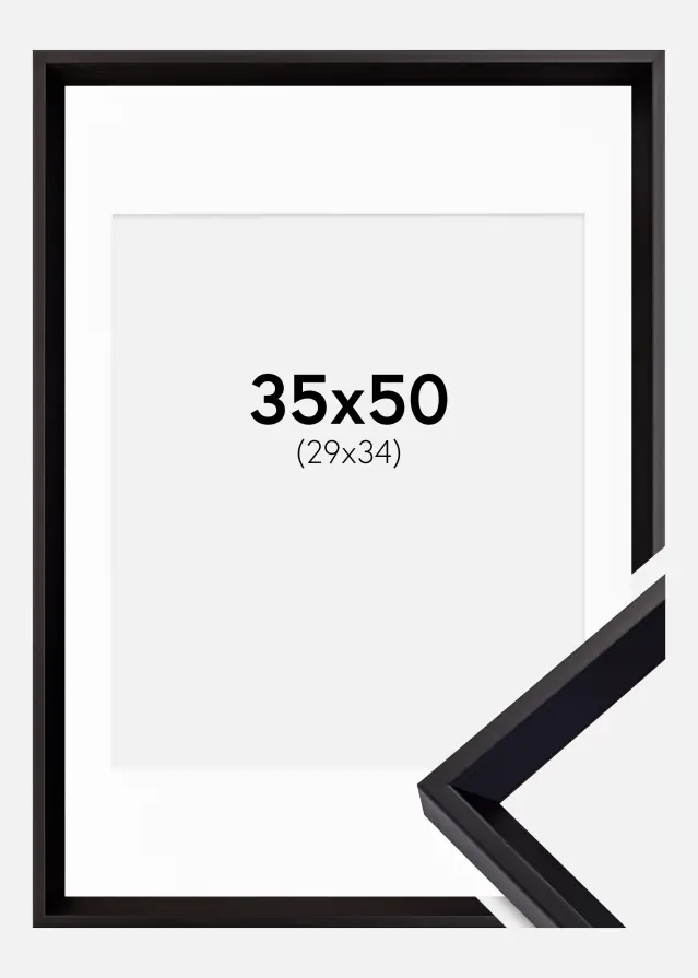 Ramme Globe Sort 35x50 cm - Passepartout Hvid 30x35 cm