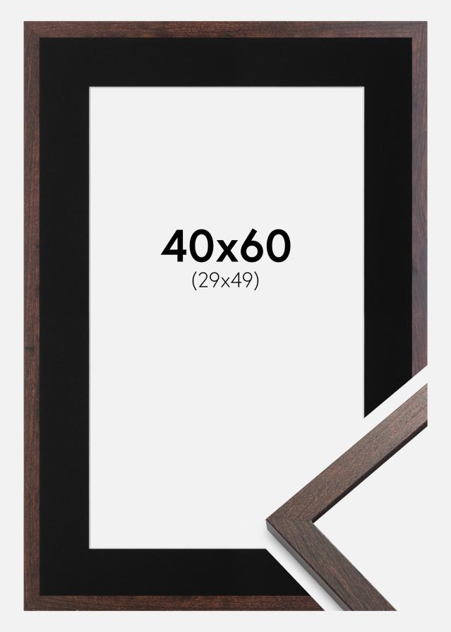 Ramme Trendy Valnød 40x60 cm - Passepartout Sort 30x50 cm