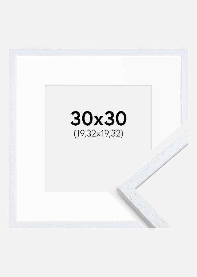 Ramme Edsbyn Warm White 30x30 cm - Passepartout Hvid 8x8 inches