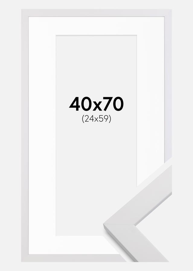 Ramme White Wood 40x70 cm - Passepartout Hvid 25x60 cm