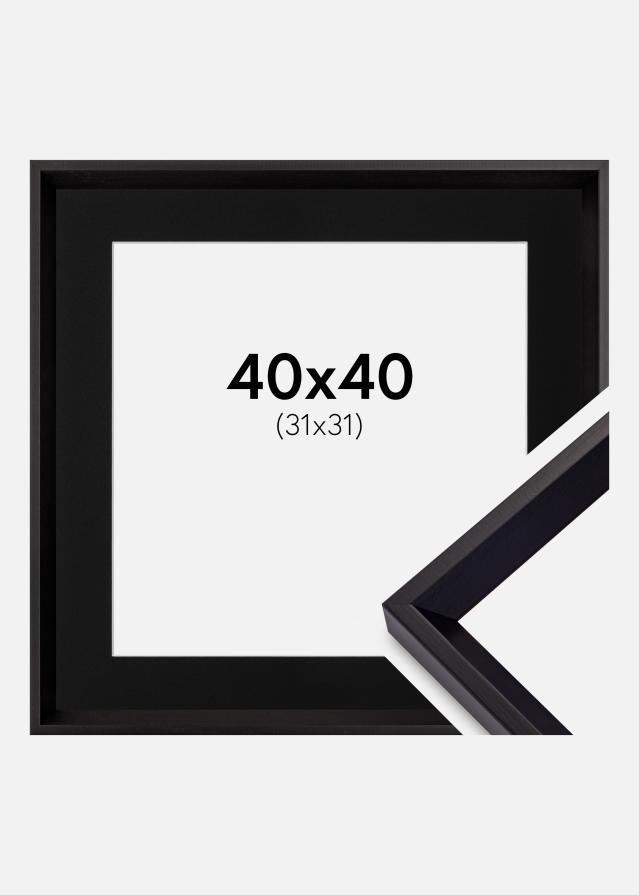 Ramme Globe Sort 40x40 cm - Passepartout Sort 32x32 cm
