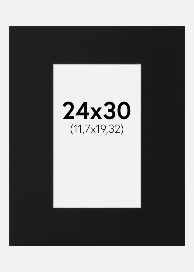 Passepartout Sort Standard (Hvid kerne) 24x30 cm (11,7x19,32)