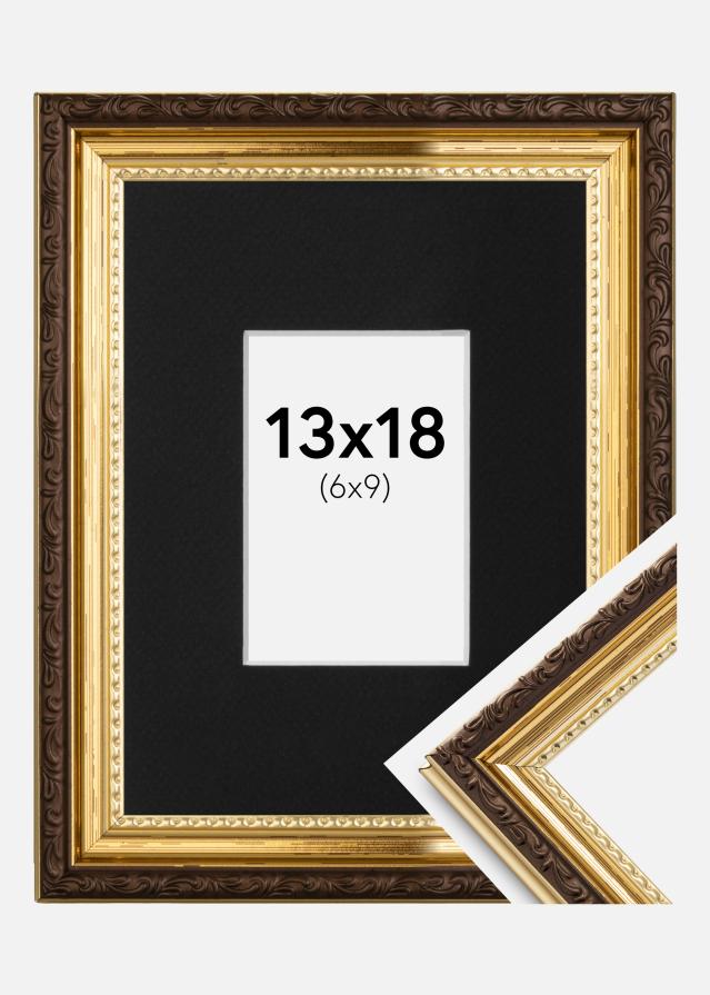 Ramme Abisko Guld 13x18 cm - Passepartout Sort 7x10 cm