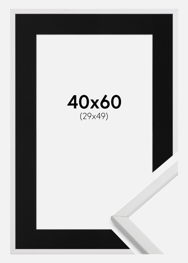 Ramme Galant Hvid 40x60 cm - Passepartout Sort 30x50 cm