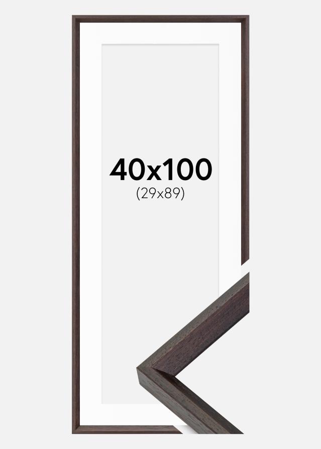 Ramme Globe Espresso 40x100 cm - Passepartout Hvid 30x90 cm