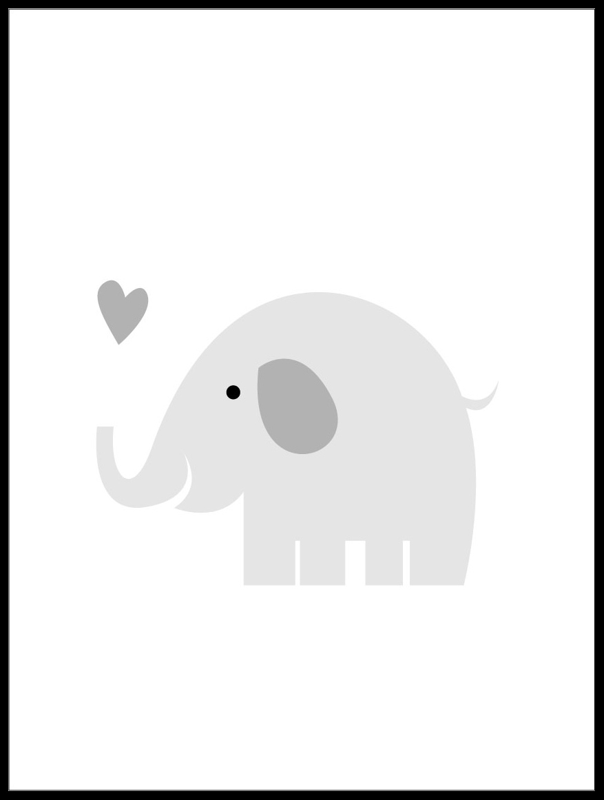 Elefant Solo - tåget grå Plakat